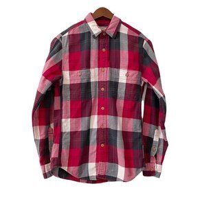 J. Crew Factory Red Plaid Flannel Button Up Shirt Men's Size XS Pockets Cotton